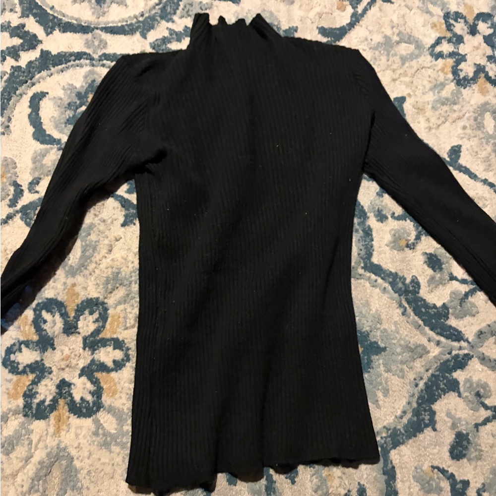 SHEIN Black Ribbed Long Sleeve Top